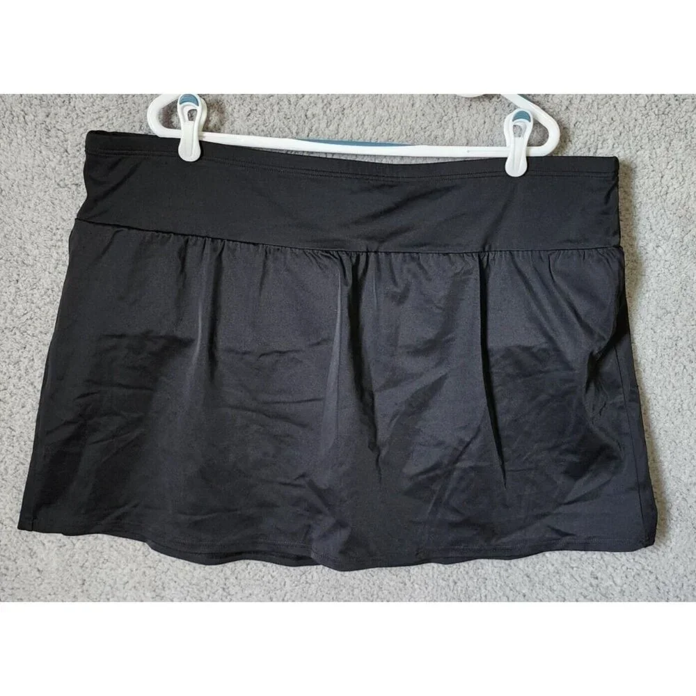 Lands' End Women's Swimsuit Bottoms Skort‎ Skirt Beach Solid Black Plus Size 24W